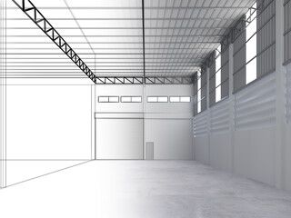 3d rendering of interior warehouse