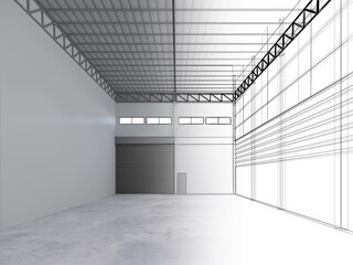 3d rendering of interior warehouse