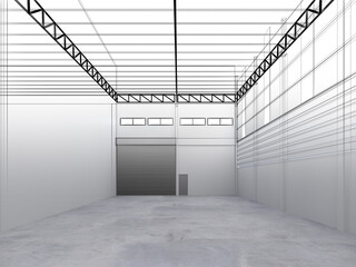 3d rendering of interior warehouse