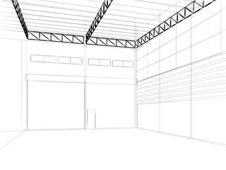 3d rendering of interior warehouse