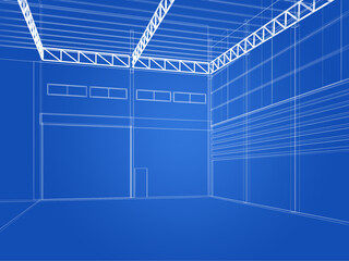 3d rendering of interior warehouse