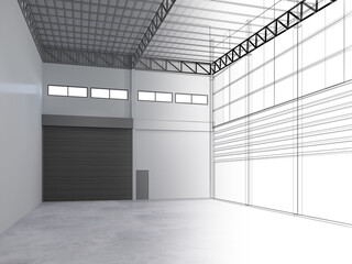 3d rendering of interior warehouse
