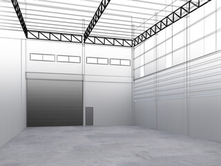 3d rendering of interior warehouse