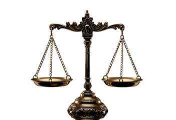 Golden Scales of Justice, Isolated Transparent Background