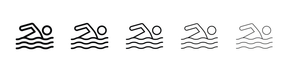 Swimming icon or logo illustration outline black style