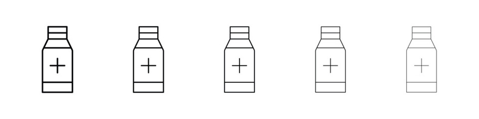 Syrup medicine bottle icon or logo illustration outline black style