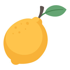 Flat vector illustration of lemon, isolated on white background, hand drawn