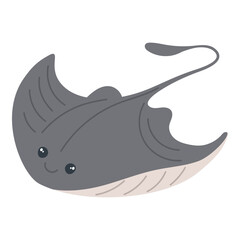 Cute stingray vector illustration. Hand drawn sea animal character for kids designs