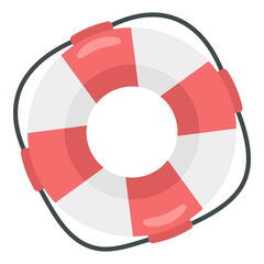 Flat vector lifebuoy isolated on white background. Cartoon-style lifesaver ring illustration for safety, beach, rescue and marine themed designs