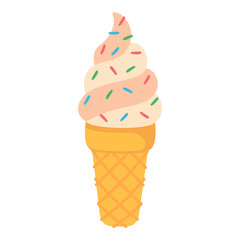 Flat vector illustration of ice cream with colorful sprinkles isolated on white background