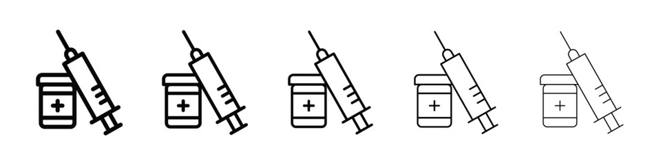 Vaccination icon or logo illustration outline black style