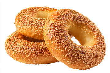 sesame bagels isolated on white background