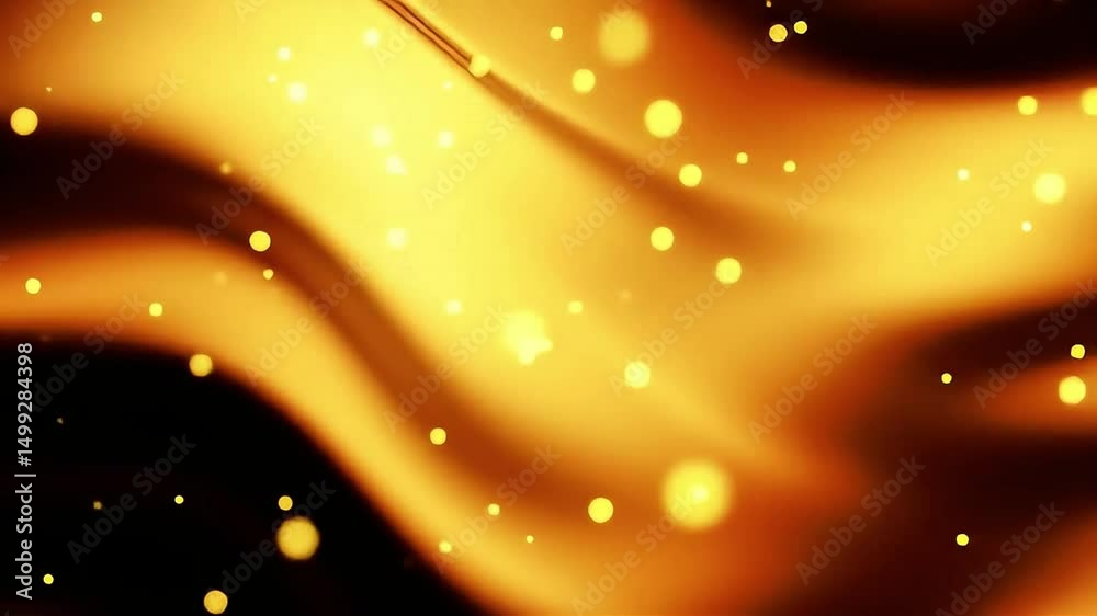 Aufkleber golden abstract flowing background with bokeh lights animation