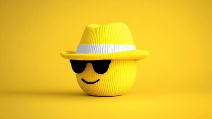 Emoji with hat and sunglasses expressions animation