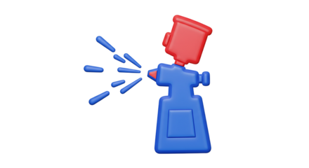 Spray gun with blue liquid