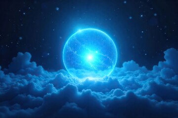 Serene blue healing energy flows from a glowing orb, emanating tranquility and calm Perfect for meditation, relaxation, and spiritual wellness themes , rejuvenation, mystical