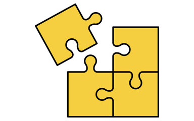 組み合わせたパズルピースのシンプルな線画アイコン