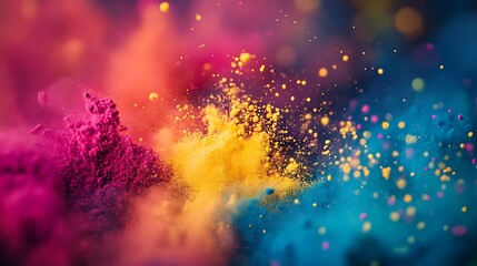 Vibrant explosion of colors flows dynamically with bursting creativity and energy for abstract art capturing mesmerizing pigments in motion and symphony of vivid hues concept.