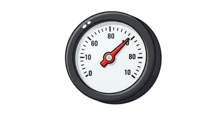 Pressure Gauge with Red Needle Showing High Reading