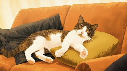 a cat lying on the couch --ar 16:9 --stylize 0 --niji 6 Job ID: 287ef278-9450-4332-8b9d-68bd8721b2ac