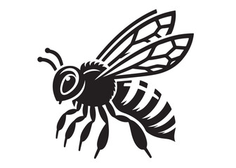 bee logo silhouette vector illustration, bee silhouette logo icon design, animal wing honey bee black silhouette logo, honey bee vector silhouette illustration isolated on white background