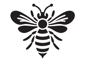 bee logo silhouette vector illustration, bee silhouette logo icon design, animal wing honey bee black silhouette logo, honey bee vector silhouette illustration isolated on white background