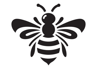 bee logo silhouette vector illustration, bee silhouette logo icon design, animal wing honey bee black silhouette logo, honey bee vector silhouette illustration isolated on white background