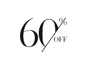 Sale Discount Label. Ethnic Shape Sale Promotion Stamp. Price Flat 60% Off Tag. Black and White Sale Label.