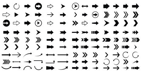 Collection of arrow icon set. Black directional arrows icon isolated in white background vector arrow design.