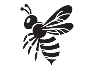 bee logo silhouette vector illustration, bee silhouette logo icon design, animal wing honey bee black silhouette logo, honey bee vector silhouette illustration isolated on white background