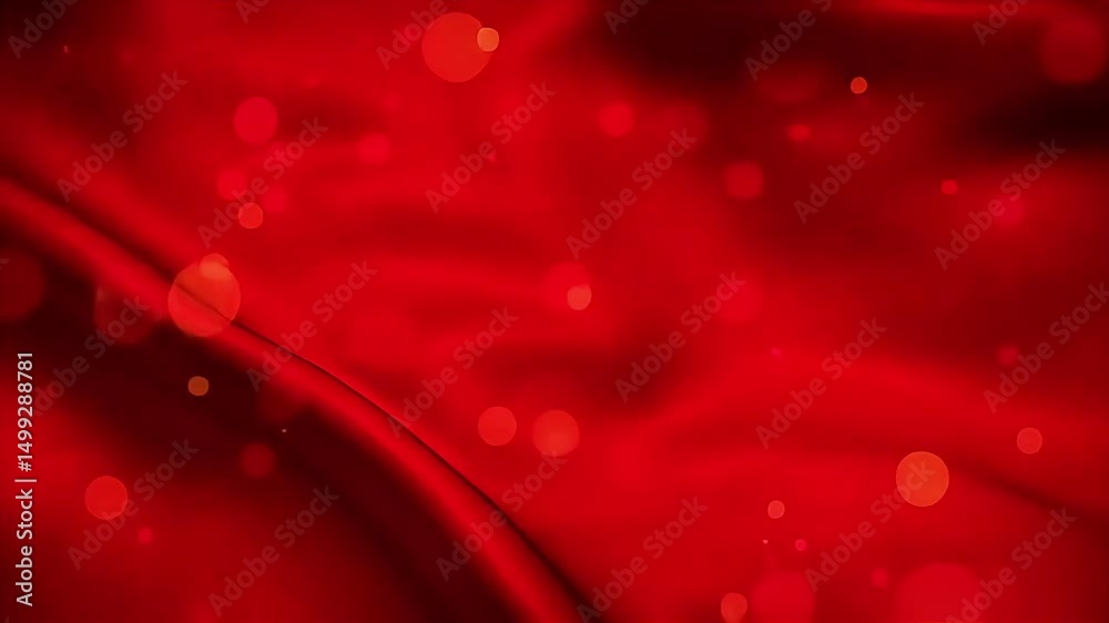 Poster Abstract Red Silk Fabric with Bokeh Lights Video Background Loop