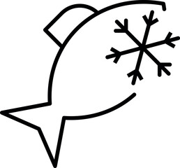 Frozen Fish Minimalistic Linear Sign for Web and Graphic Design, Apps, Banners, Social Network and Cards