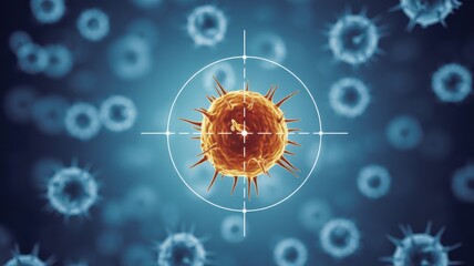 High-powered microscope view of a targeted microorganism.