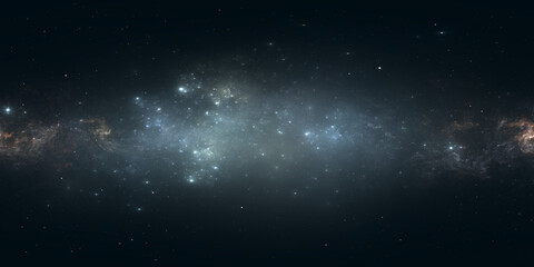 360 degree full sphere panoramic space background, galactic belt in the distant universe, equirectangular projection, environment map. Spherical panorama. 3D rendering, Fractal image