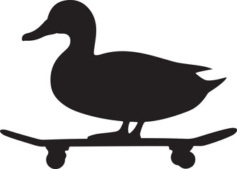 Silhouette of a Duck Skateboarding on a Skateboard