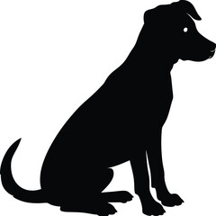 Black Silhouette of a Dog Sitting Sideways