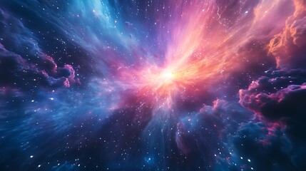 Cosmic nebula unfolds brilliantly with vibrant hues and scattered starlight for journey through starscapes capturing wonder and depth in celestial exploration concept.