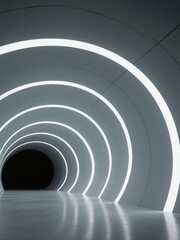 Fototapeta premium A futuristic tunnel with glowing neon lights