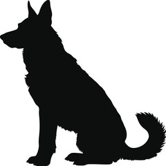 German Shepherd Dog Silhouette Sitting Profile View