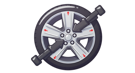 Car wheel alignment illustration