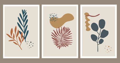 Universal floral Autumn square abstract templates. Suitable for social media posts, mobile apps, cards, invitations, banners design and web. EPS 10. Vector illustration.
