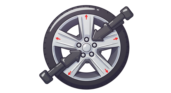 Car wheel alignment illustration