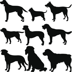 set of dogs silhouettes