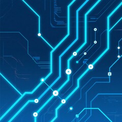 Obraz premium Blue Circuit Board Pattern with Glowing Lines
