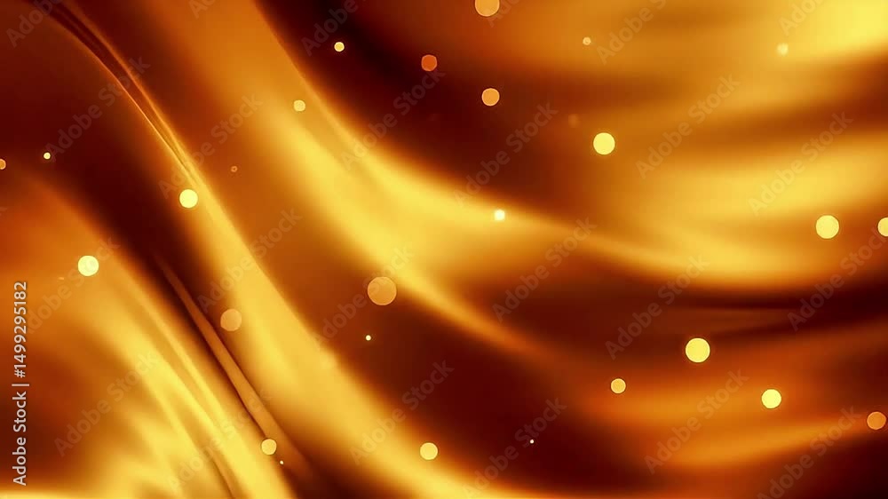 Poster Golden Silk Abstract Background with Floating Bokeh Lights Animation