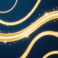 Obraz premium Golden Light Trails on a Dark Blue Background