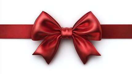 Crimson Ribbon and Bow: A festive, elegant accent of shiny fabric. Perfect for gifts, decorations, and celebratory occasions.