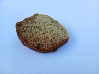 A plate of banana cake, a traditional Indonesian cake made from bananas as the main ingredient, has a soft texture and sweet taste
