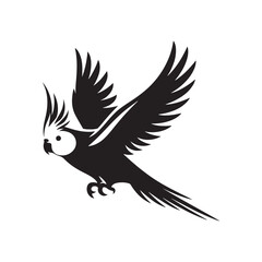 **"Elegant Cockatiel Vector Silhouette: Graceful Parrot Design Featuring Crest Feathers, Distinctive Profile, and Perched Pose in Clean, Minimalist Style for Crafts and Digital Art"**
