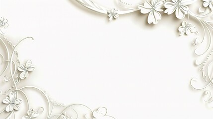 An elegant white background for wedding invitation design, featuring delicate floral patterns and soft gradient effects